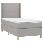 vidaXL Pat cu arcuri, saltea și LED, gri deschis, 80x200 cm, textil vidaXL Pat cu arcuri, saltea și LED, gri deschis, 80x200 cm, textil