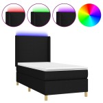 vidaXL Pat cu arcuri, saltea și LED, negru, 80x200 cm, textil