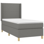 vidaXL Pat cu arcuri, saltea și LED, gri închis, 90x190 cm, textil