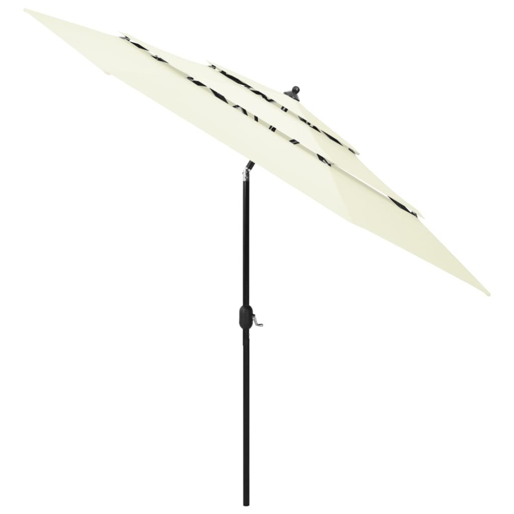 vidaXL Umbrelă de grădină cu 3 niveluri, stâlp aluminiu, nisipiu, 3 m