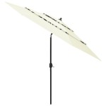 vidaXL Umbrelă de grădină cu 3 niveluri, stâlp aluminiu, nisipiu, 3 m vidaXL Umbrelă de grădină cu 3 niveluri, stâlp aluminiu, nisipiu, 3 m