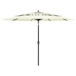 vidaXL Umbrelă de grădină cu 3 niveluri, stâlp aluminiu, nisipiu, 3 m vidaXL Umbrelă de grădină cu 3 niveluri, stâlp aluminiu, nisipiu, 3 m