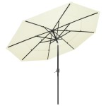 vidaXL Umbrelă de grădină cu 3 niveluri, stâlp aluminiu, nisipiu, 3 m vidaXL Umbrelă de grădină cu 3 niveluri, stâlp aluminiu, nisipiu, 3 m