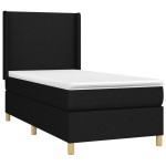 vidaXL Pat cu arcuri, saltea și LED, negru, 90x200 cm, textil