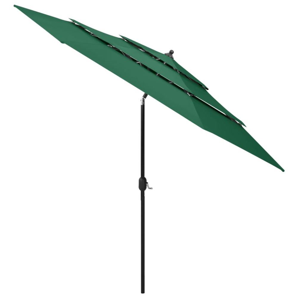 vidaXL Umbrelă de grădină cu 3 niveluri, stâlp aluminiu, verde, 3 m