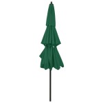 vidaXL Umbrelă de grădină cu 3 niveluri, stâlp aluminiu, verde, 3 m