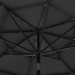 vidaXL Umbrelă de grădină 3 niveluri, stâlp aluminiu, antracit, 3 m