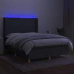 vidaXL Pat cu arcuri, saltea și LED, gri închis, 140x190 cm, textil
