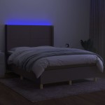 vidaXL Pat cu arcuri, saltea și LED, gri taupe, 140x190 cm, textil vidaXL Pat cu arcuri, saltea și LED, gri taupe, 140x190 cm, textil