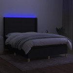 vidaXL Pat cu arcuri, saltea și LED, negru, 140x200 cm, textil