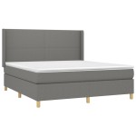 vidaXL Pat cu arcuri, saltea și LED, gri închis, 160x200 cm, textil vidaXL Pat cu arcuri, saltea și LED, gri închis, 160x200 cm, textil