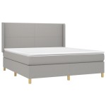 vidaXL Pat cu arcuri, saltea și LED, gri deschis, 180x200 cm, textil