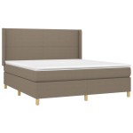 vidaXL Pat cu arcuri, saltea și LED, gri taupe, 180x200 cm, textil
