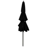 vidaXL Umbrelă de grădină cu 3 niveluri, stâlp aluminiu, negru, 3 m