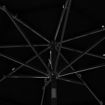 vidaXL Umbrelă de grădină cu 3 niveluri, stâlp aluminiu, negru, 3 m