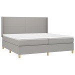 vidaXL Pat cu arcuri, saltea și LED, gri deschis, 200x200 cm, textil
