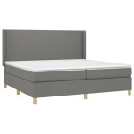 vidaXL Pat cu arcuri, saltea și LED, gri închis, 200x200 cm, textil