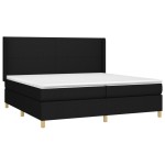 vidaXL Pat cu arcuri, saltea și LED, negru, 200x200 cm, textil