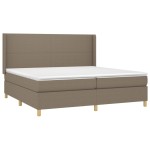 vidaXL Pat cu arcuri, saltea și LED, gri taupe, 200x200 cm, textil
