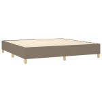 vidaXL Pat cu arcuri, saltea și LED, gri taupe, 200x200 cm, textil