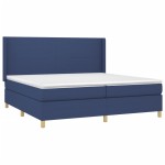 vidaXL Pat cu arcuri, saltea și LED, albastru, 200x200 cm, textil