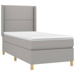 vidaXL Pat cu arcuri, saltea și LED, gri deschis, 80x200 cm, textil