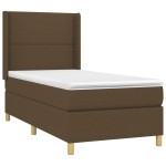 vidaXL Pat cu arcuri, saltea și LED, maro închis, 80x200 cm, textil