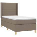 vidaXL Pat cu arcuri, saltea și LED, gri taupe, 80x200 cm, textil
