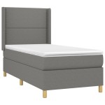 vidaXL Pat cu arcuri, saltea și LED, gri închis, 90x190 cm, textil