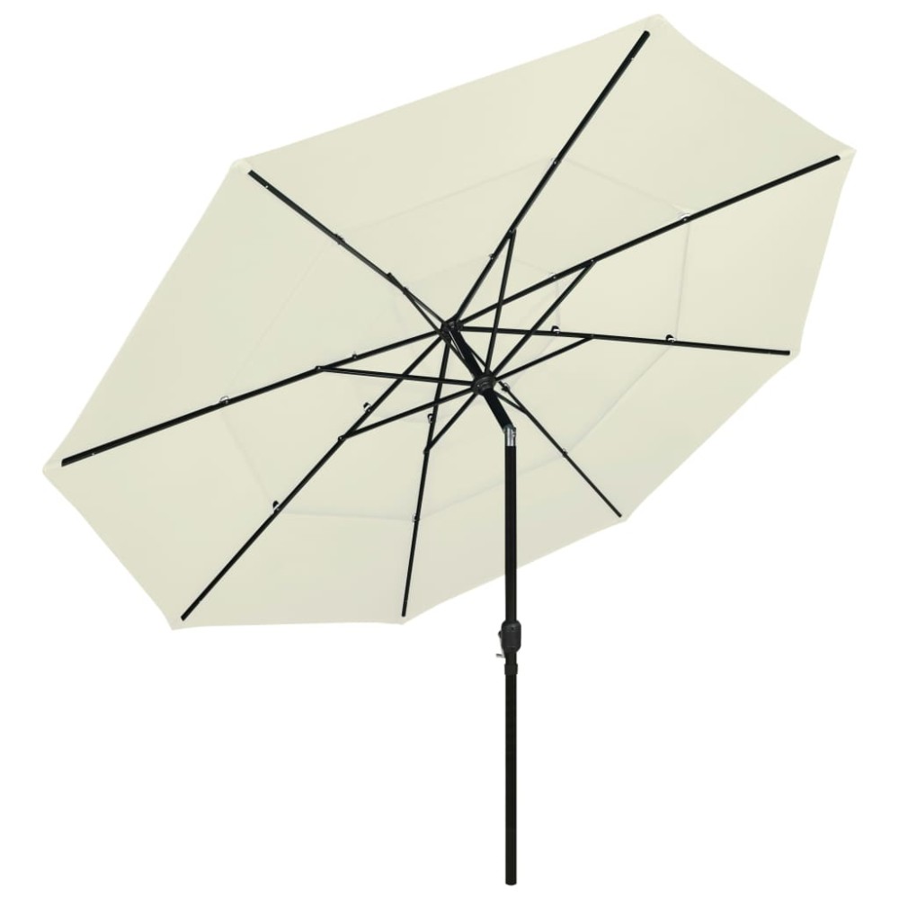 vidaXL Umbrelă grădină cu 3 niveluri, stâlp aluminiu, nisipiu, 3,5 m