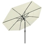 vidaXL Umbrelă grădină cu 3 niveluri, stâlp aluminiu, nisipiu, 3,5 m vidaXL Umbrelă grădină cu 3 niveluri, stâlp aluminiu, nisipiu, 3,5 m