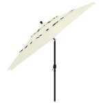vidaXL Umbrelă grădină cu 3 niveluri, stâlp aluminiu, nisipiu, 3,5 m vidaXL Umbrelă grădină cu 3 niveluri, stâlp aluminiu, nisipiu, 3,5 m
