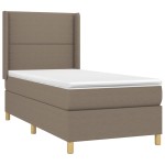 vidaXL Pat cu arcuri, saltea și LED, maro închis, 90x200 cm, textil