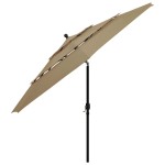 vidaXL Umbrelă de grădină 3 niveluri, stâlp aluminiu, gri taupe, 3,5 m
