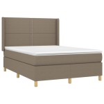 vidaXL Pat cu arcuri, saltea și LED, gri taupe, 140x190 cm, textil vidaXL Pat cu arcuri, saltea și LED, gri taupe, 140x190 cm, textil