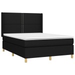 vidaXL Pat cu arcuri, saltea și LED, negru, 140x200 cm, textil