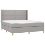 vidaXL Pat cu arcuri, saltea și LED, gri deschis, 180x200 cm, textil