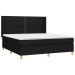 vidaXL Pat cu arcuri, saltea și LED, negru, 180x200 cm, textil vidaXL Pat cu arcuri, saltea și LED, negru, 180x200 cm, textil