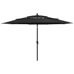 vidaXL Umbrelă grădină cu 3 niveluri, stâlp aluminiu, negru, 3,5 m vidaXL Umbrelă grădină cu 3 niveluri, stâlp aluminiu, negru, 3,5 m