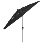 vidaXL Umbrelă grădină cu 3 niveluri, stâlp aluminiu, negru, 3,5 m vidaXL Umbrelă grădină cu 3 niveluri, stâlp aluminiu, negru, 3,5 m