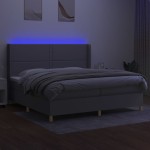 vidaXL Pat cu arcuri, saltea și LED, gri deschis, 200x200 cm, textil