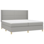 vidaXL Pat cu arcuri, saltea și LED, gri deschis, 200x200 cm, textil