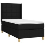 vidaXL Pat cu arcuri, saltea și LED, negru, 90x190 cm, textil