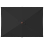vidaXL Umbrelă de soare de grădină, stâlp lemn, negru, 150x200 cm