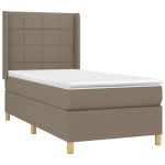 vidaXL Pat cu arcuri, saltea și LED, gri taupe, 90x190 cm, textil