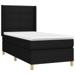 vidaXL Pat cu arcuri, saltea și LED, negru, 90x200 cm, textil