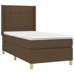 vidaXL Pat cu arcuri, saltea și LED, maro închis, 100x200 cm, textil