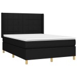 vidaXL Pat cu arcuri, saltea și LED, negru, 140x200 cm, textil vidaXL Pat cu arcuri, saltea și LED, negru, 140x200 cm, textil