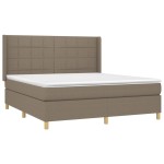 vidaXL Pat cu arcuri, saltea și LED, gri taupe, 160x200 cm, textil