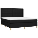 vidaXL Pat cu arcuri, saltea și LED, negru, 180x200 cm, textil
